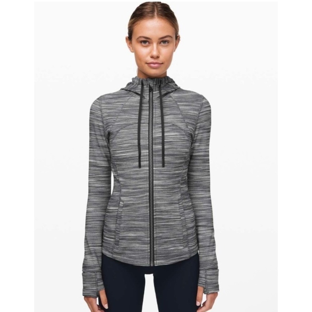 Lululemon Hooded Define Jacket Nulu Heathered Black White 8